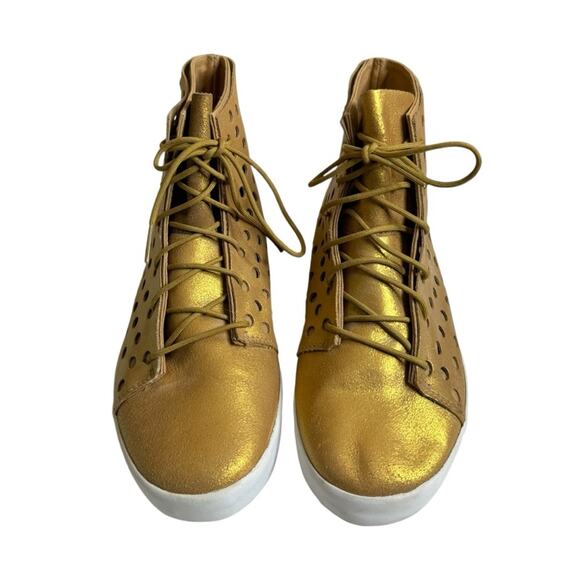 Volcom Damen Buzz Perforated Hi Top Sneakers Goldfarben Gold Dust Women’s 6.5 - Picture 6 of 11